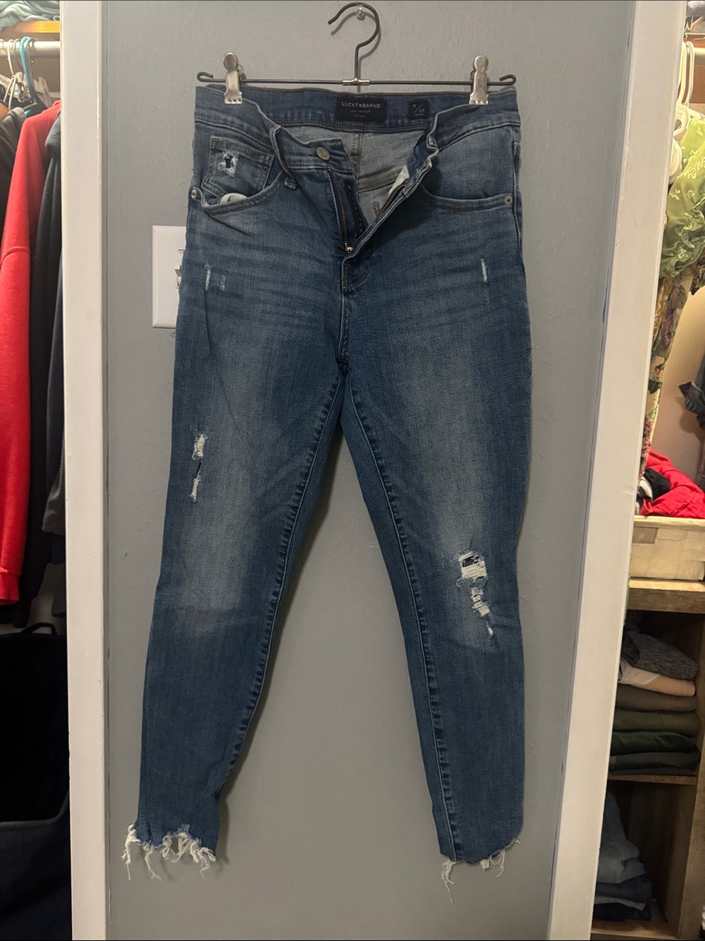 Lucky Brand Distressed Ankle Skinny Jeans - Blue